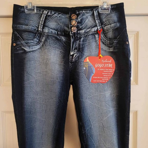 Gogo Star Skinny Jeans But Lift Black Gray Acid Wash Size 15 NWT - Picture 4 of 14